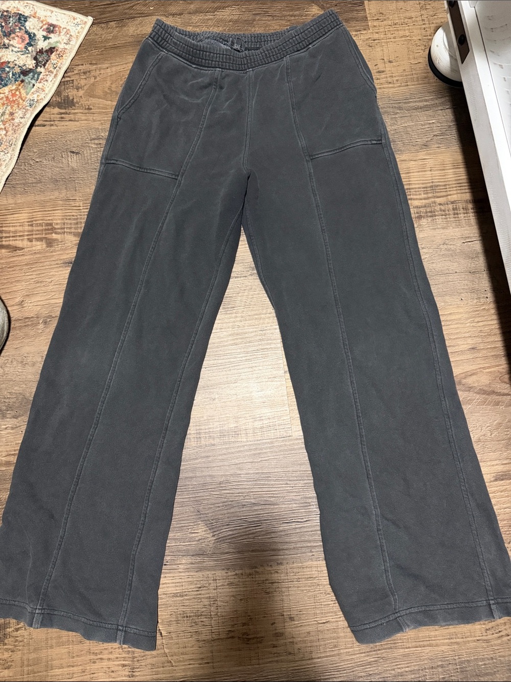 aerie Charcoal Gray Wide-Leg Track Pants